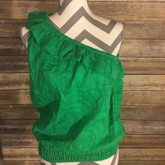 Express One Shoulder Top with Eyelet Styling - Picture 2 of 5